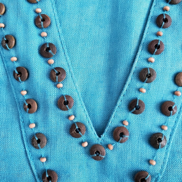 Rafaella 100% Linen Tunic with Beaded Neckline, S - Picture 7 of 7